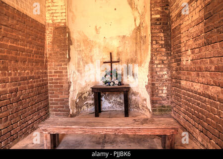 Chapel for the soldiers at Fort Zachary Taylor in Key West, Florida along the coast. Stock Photo