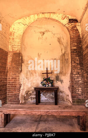 Chapel for the soldiers at Fort Zachary Taylor in Key West, Florida along the coast. Stock Photo