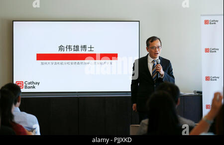 Los Angeles, USA. 5th Sep, 2018. Dr. William Yu, a senior economist with the University of California, Los Angeles (UCLA) Anderson Forecast, speaks at a trade seminar in Los Angeles, the United States, Sept. 5, 2018. TO GO WITH Spotlight: Los Angeles business leaders call for sound China-U.S. trade Credit: Li Ying/Xinhua/Alamy Live News Stock Photo