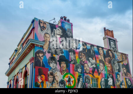 The Prince Albert Pub in Brighton with mural street art on the exterior wall. Dead Rockstars. Stock Photo