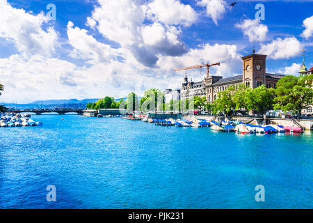 View on beautiful lake Zurich in Switzerland Stock Photo
