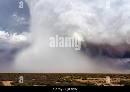 Microburst of hail and rain falling from a supercell thunderstorm cloud in Arizona Stock Photo