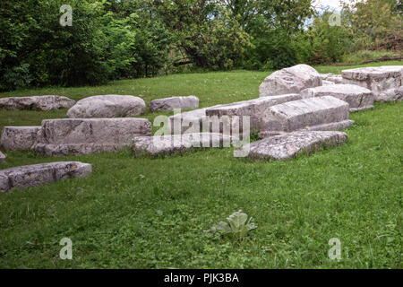 TARA National Park, Western Serbia - Unmarked medieval tombstones named Mramorje placed in the village of Perucac Stock Photo