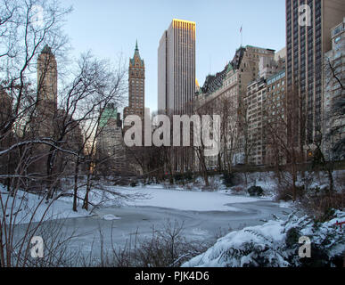 Winter and Snow at Central Park in Manhattan, New York City, USA Stock Photo