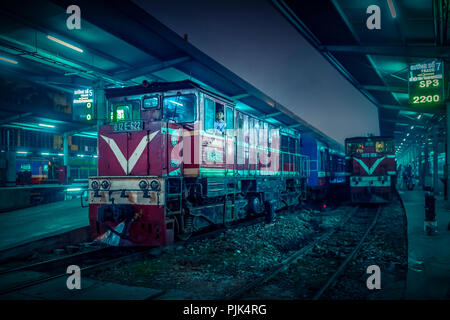 Asia, Southeast Asia, North Vietnam, Vietnam, Hanoi, train station, train, night train Stock Photo