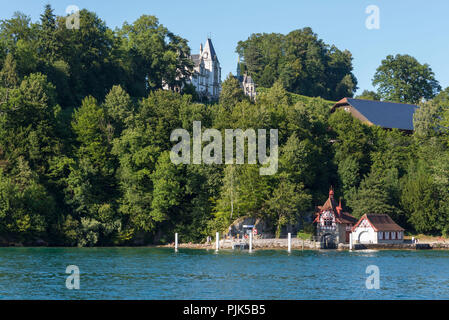 View from a paddle steamer on Lake Lucerne, Canton Lucerne, Switzerland Stock Photo