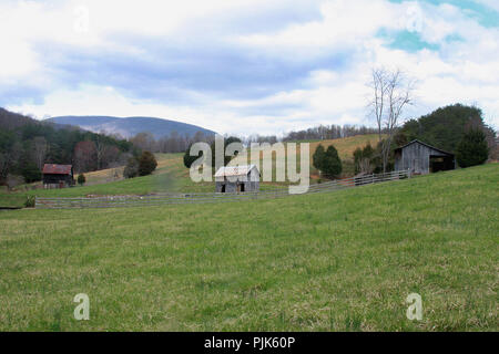 Landscape in rural Virginia. Farm on the mountain. Stock Photo