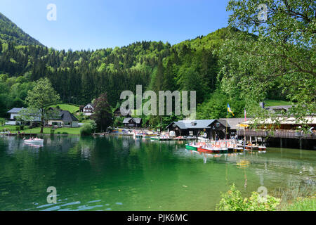 Lunz am See, lake Lunzer See, boat for rent, boat house in Austria, Lower Austria (Niederösterreich), Mostviertel region Stock Photo