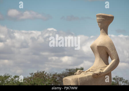 The Justice Sculpture in front of Brazil Supreme Court (Supremo Tribunal Federal - STF) - Brasilia, Distrito Federal, Stock Photo