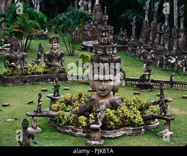 Amazing statues in the Buddha Park, also known as Xiang Khan, near Vientiane, Laos. Stock Photo