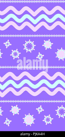 Cute seamless pattern with waves   in retro style. Round shapes, vector illustration. Textile design, wrapping paper. Stock Photo