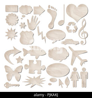 A collection of useful recycled paper stickers Stock Photo
