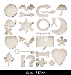 A collection of useful recycled paper stickers Stock Photo