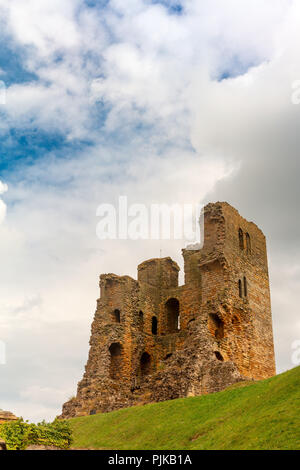 Dramatic cliff side landscape with Scarborough Castle in North Yorkshire. Stock Photo