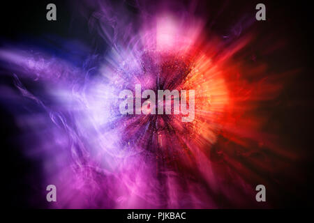 Silver shiny decoration Christmas balls in colored purple-red smoke, on an isolated black background. Concept of a modern Christmas card. Disco-ball i Stock Photo