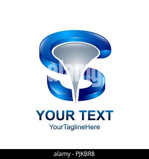 Letter S logo design template colored silver blue droops design for business and company identity. Abstract initial S alphabet logo element. Stock Vector