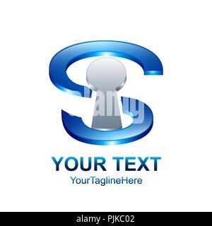Letter S logo design template colored silver blue key hole design for business and company identity. Abstract initial S alphabet logo element. Stock Vector