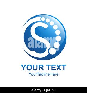 Letter S logo design template colored blue spin points design for business and company identity. Abstract initial S alphabet logo element. Stock Vector