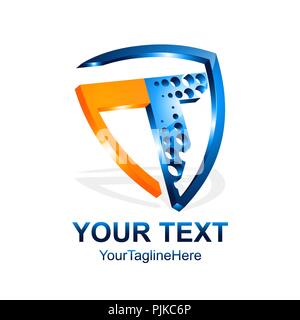 Letter T shield sign combination. Symbolizes reliability, safety, power, security. T logo design. Vector luxury logotype. Stock Vector