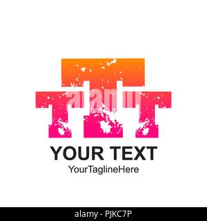 Initial letter T , TTT logo template colorful distress design for business and company identity Stock Vector