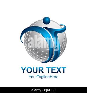 Initial letter T logo template colored silver blue globe design for business and company identity Stock Vector