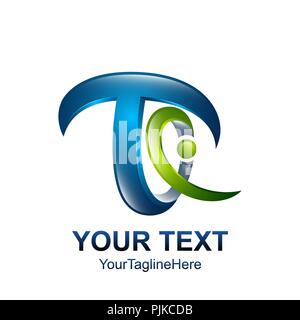 Initial letter T logo template colored green blue nature design for business and company identity Stock Vector