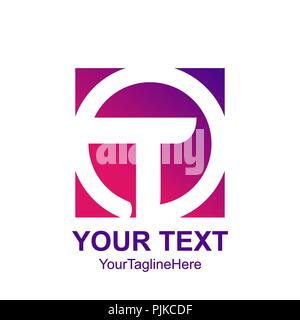 Initial letter T logo template colorful circle square design for business and company identity Stock Vector