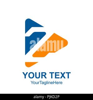 Initial letter Z logo template colored yellow blue media play button icon design for business and company identity Stock Vector