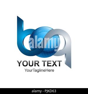 Initial letter BQ logo template colored silver blue sphere design for business and company identity Stock Vector