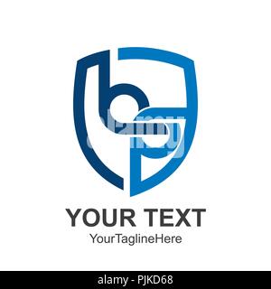 Initial letter BQ logo design template element colored blue shield for business and company identity Stock Vector