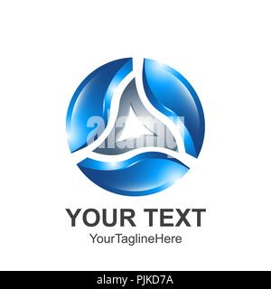 Creative abstract 3D triangle circle sphere vector logo design template element. Colored silver blue concept icon Stock Vector