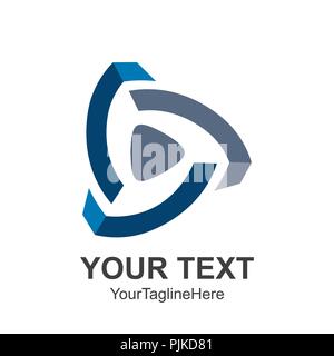 Creative abstract media play button vector logo design template element. Colored silver blue concept icon Stock Vector