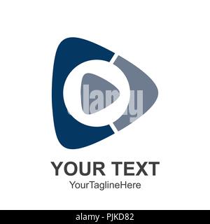 Creative abstract media play button vector logo design template element. Colored silver blue concept icon Stock Vector