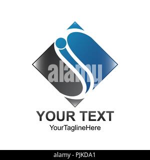 Letter S logo design template colored black blue square design for business and company identity. Abstract initial S alphabet logo element. Stock Vector