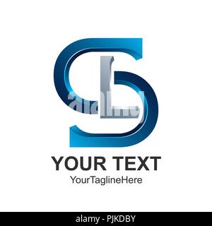 Initial letter SL or LS logo design template element colored silver blue for business and company identity Stock Vector