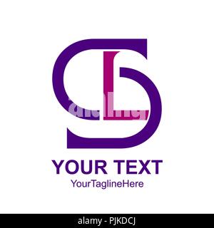 Initial letter SL or LS logo design template element colored purple for business and company identity Stock Vector