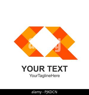 Creative abstract geometric square vector logo design template element. Colored orange concept icon Stock Vector