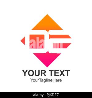 Initial letter DE logo design template element colorful square for business and company identity Stock Vector