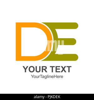 Initial letter DE logo design template element colored yellow green for business and company identity Stock Vector