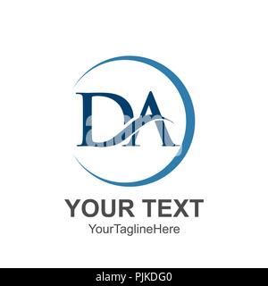 Initial letter DA logo template colored blue circle swoosh design for business and company identity Stock Vector
