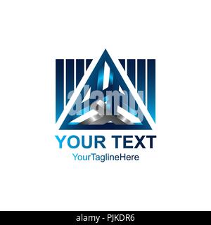 3d Abstract triangle vector logo concept illustration. Pyramid triangle logo. Financial stability concept logo sign. Geometric logo sign. Vector logo  Stock Vector