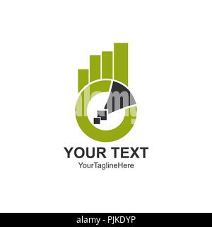 Abstract circle graph chart logo concept colored black green for business company. Vector Illustration Stock Vector