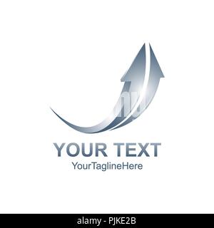 3D Swoosh arrow curved Logo design Template. Vector Illustration Stock Vector