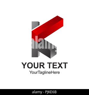 Initial letter K logo design template element colored red black 3d block for business and company identity Stock Vector