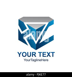 Creative abstract cube arrow vector logo design template element. Colored blue grey concept icon Stock Vector