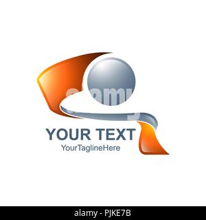 Creative abstract sphere ribbon vector logo design template element. Colored silver orange concept icon Stock Vector