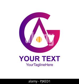 Initial letter AG or GAlogo design template element colored purple yellow circle for business and company identity Stock Vector