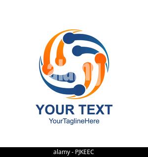 Creative abstract rotate orbit vector logo design template element. Colored blue orange concept icon Stock Vector