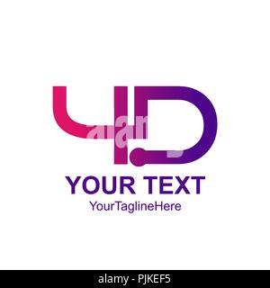 Purple 4D logo isolated on white background. Vector illustration Stock Vector