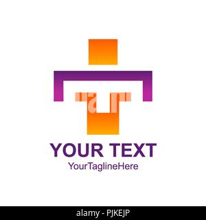 Initial letter TI logo design template element colorful square human for business and company identity Stock Vector